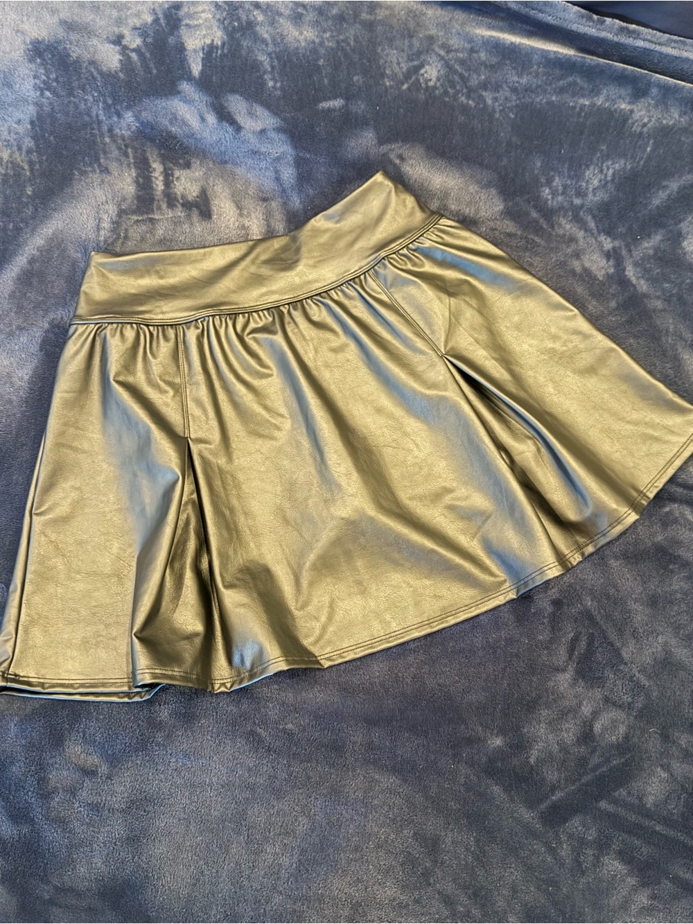 AERIE Faux Leather Mini Skort in black